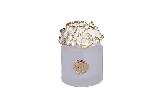 ROSALİNDA GÜL TAŞLI KOKU ŞİŞESİ 9x12,5 cm 200 CC KREM-GOLD - 1