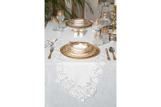 ROSE PERLA RUNNER EKRU 45x160cm - 2