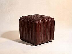 ROSETTA PUF DERİ KAHVE 48x56x48cm S0487-ST B11 VINTAGE - 2