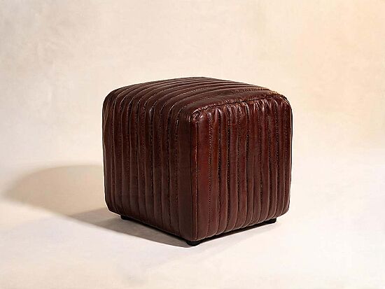 ROSETTA PUF DERİ KAHVE 48x56x48cm S0487-ST B11 VINTAGE - 2