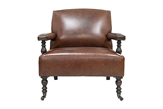 ROSETTA TEKLİ KOLTUK DERİ KAHVE 80x85x80cm B218 DARK BROWN - 6