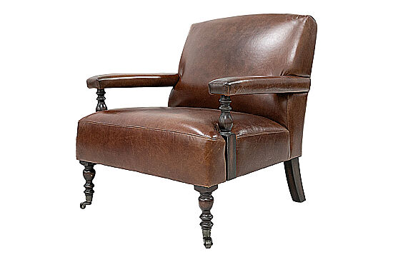 ROSETTA TEKLİ KOLTUK DERİ KAHVE 80x85x80cm B218 DARK BROWN - 5