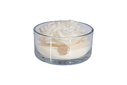 ROSİCA GÜL DEKORLU CAM İÇİ MUM 16x7 cm KREM - HSH-KRVN ORTAK