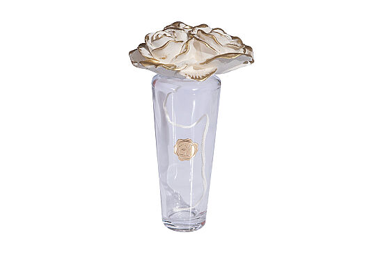 ROSİCA GÜL TAŞLI KOKU ŞİŞESİ 400 CC 15x25 cm KREM-GOLD - 1