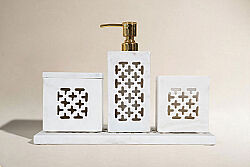TAJ MERMER BANYO SETİ - 4 PARÇA -CLOVER-BEYAZ- HSH-11 - KERVAN