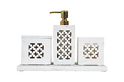 TAJ MERMER BANYO SETİ - 4 PARÇA -CLOVER-BEYAZ- HSH-11 - 2