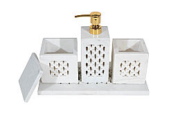 TAJ MERMER BANYO SETİ - 4 PARÇA -CLOVER-BEYAZ- HSH-11 - 4