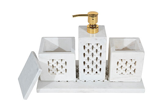 TAJ MERMER BANYO SETİ - 4 PARÇA -CLOVER-BEYAZ- HSH-11 - 4