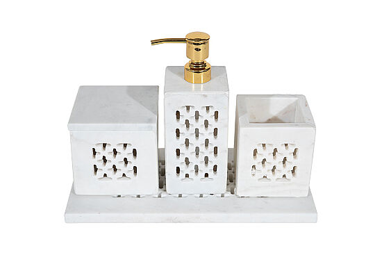 TAJ MERMER BANYO SETİ - 4 PARÇA -CLOVER-BEYAZ- HSH-11 - 3