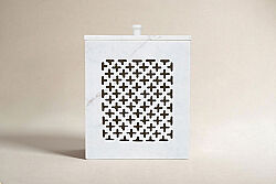 TAJ MERMER ÇÖP KOVASI-KAPAKLI-CLOVER-BEYAZ-20X20X22.86 CM-HSH-11 - KERVAN