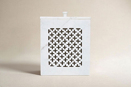 TAJ MERMER ÇÖP KOVASI-KAPAKLI-CLOVER-BEYAZ-20X20X22.86 CM-HSH-11 - 1