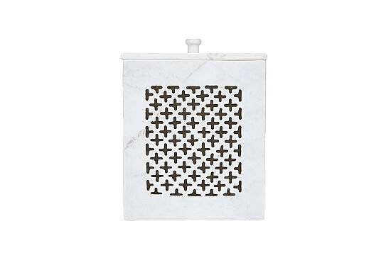 TAJ MERMER ÇÖP KOVASI-KAPAKLI-CLOVER-BEYAZ-20X20X22.86 CM-HSH-11 - 2