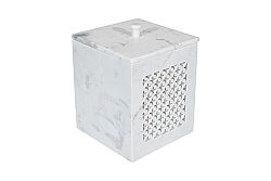 TAJ MERMER ÇÖP KOVASI-KAPAKLI-CLOVER-BEYAZ-20X20X22.86 CM-HSH-11 - 4