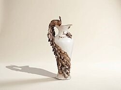 TAVUSKUSLU VAZO KREM-GOLD 50x23cm (HYK951) - KERVAN