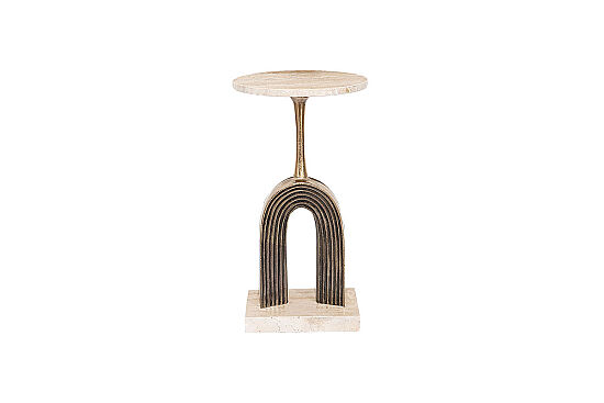 TRAVERTEN YAN SEHPA ANTİK ALTIN 30X30X50 CM 45853-S - 4