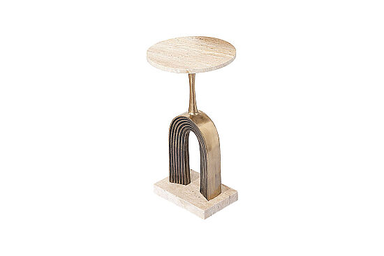 TRAVERTEN YAN SEHPA ANTİK ALTIN 30X30X50 CM 45853-S - 5