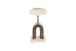 TRAVERTEN YAN SEHPA ANTİK ALTIN 30X30X50 CM 45853-S - 6