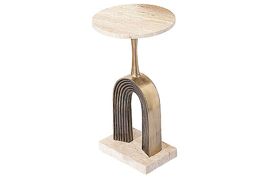 TRAVERTEN YAN SEHPA ANTİK ALTIN 40X40X60 CM 45853-L - 3