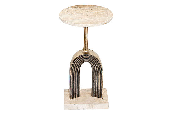 TRAVERTEN YAN SEHPA ANTİK ALTIN 40X40X60 CM 45853-L - 6