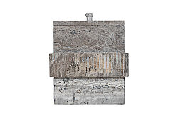 TRAVİS TRAVERTEN ÇÖP KOVASI-KAPAKLI-GRİ-20X20X22.86 CM-BSN-301 - 2