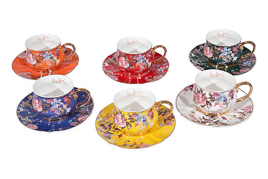 TÜRK KAHVESİ FİNCAN TAKIMI 6'LI RENKLİ 90cc ( 1584Y/B/R/OR/G/W ) - 1