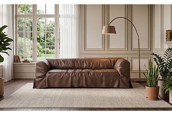 ÜÇLÜ DERİ KOLTUK KAHVE 94x230x67cm RS595-3 - 4