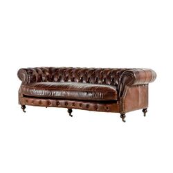6018-3D UCLU KOL.DERI KAPITONE ESK. KAHVE 224x100x73cm 611DB - KERVAN