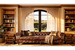 6018-3D UCLU KOL.DERI KAPITONE ESK. KAHVE 224x100x73cm 611DB - 3