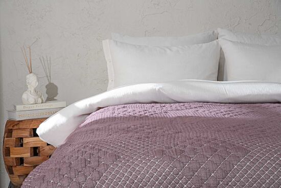 VALERYS YATAK ÖRTÜSÜ ÇK. 240X250 CM KREM-MOR - 1