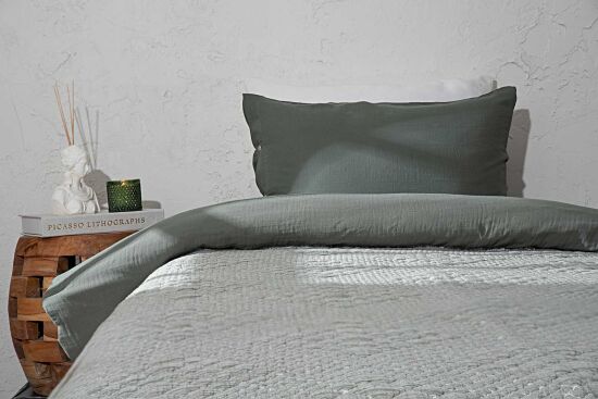 VALERYS YATAK ÖRTÜSÜ TK. 160X240 CM KREM-HAKİ - 1