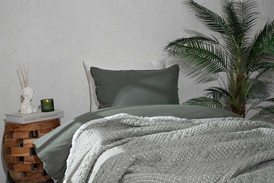 VALERYS YATAK ÖRTÜSÜ TK. 160X240 CM KREM-HAKİ - 3