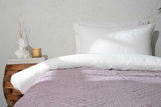 VALERYS YATAK ÖRTÜSÜ TK. 160X240 CM KREM-MOR - 1