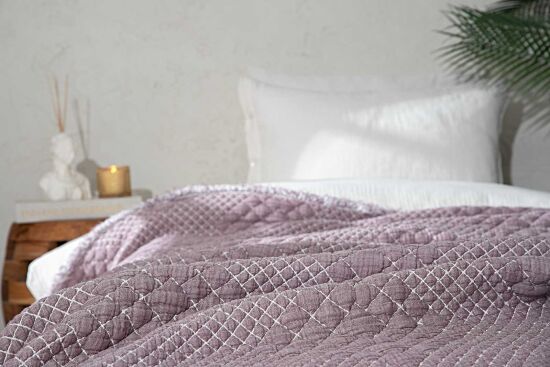 VALERYS YATAK ÖRTÜSÜ TK. 160X240 CM KREM-MOR - 3