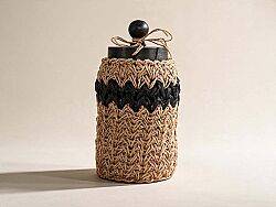 VARADA BUYUK KAVANOZ NATURAL-SIYAH 10x22cm - HOME SWEET HOME