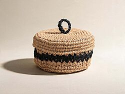 VARADA KAPAKLI SEPET 20X25cm NATURAL-SIYAH - HOME SWEET HOME