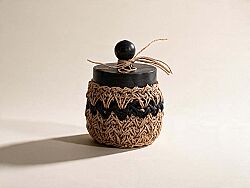 VARADA KUCUK KAVANOZ NATURAL-SIYAH 10x14cm - HOME SWEET HOME