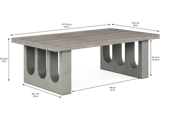 VAULT DİKDÖRTGEN ORTA SEHPA GRİ 76x137x46cm 285300-2340