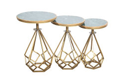 YAN SEHPA 3 LÜ MERMERLİ 40x40x59cm-35x35x54cm-30x30x49cm QS20403-L-M-S - KERVAN