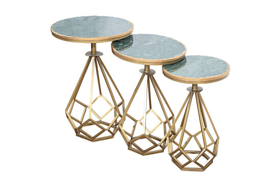 YAN SEHPA 3 LÜ MERMERLİ 40x40x59cm-35x35x54cm-30x30x49cm QS20403-L-M-S - 3