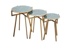 YAN SEHPA 3 LÜ MERMERLİ 45x45x56cm-40x40x51cm-35x35x46cm QS20401-L-M-S - KERVAN