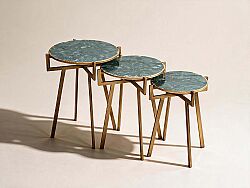 YAN SEHPA 3 LÜ MERMERLİ 45x45x56cm-40x40x51cm-35x35x46cm QS20401-L-M-S - KERVAN