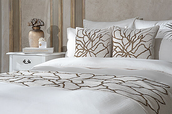 YATAK ŞALI 50x240 cm - KREM/ALTIN – 2058 BR - 7